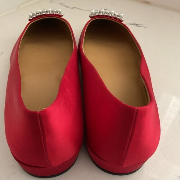 J.Crew Pointy-Toe Flats With Crystal Buckle Deep Ruby NIB Size 10 - Picture 3 of 5